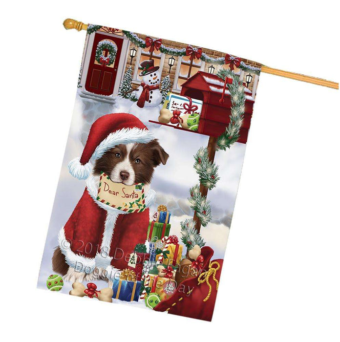 Border Collie Dog Dear Santa Letter Christmas Holiday Mailbox House Flag FLG54072