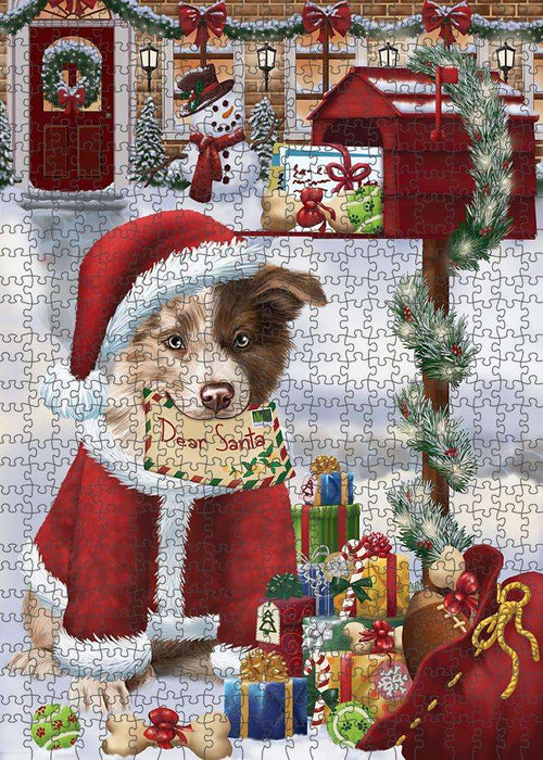 Border Collie Dog Dear Santa Letter Christmas Holiday Mailbox Puzzle with Photo Tin PUZL82644