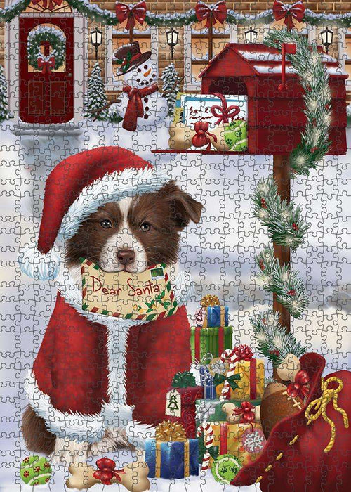 Border Collie Dog Dear Santa Letter Christmas Holiday Mailbox Puzzle with Photo Tin PUZL82652
