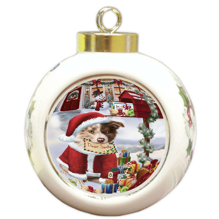 Border Collie Dog Dear Santa Letter Christmas Holiday Mailbox Round Ball Christmas Ornament RBPOR53872
