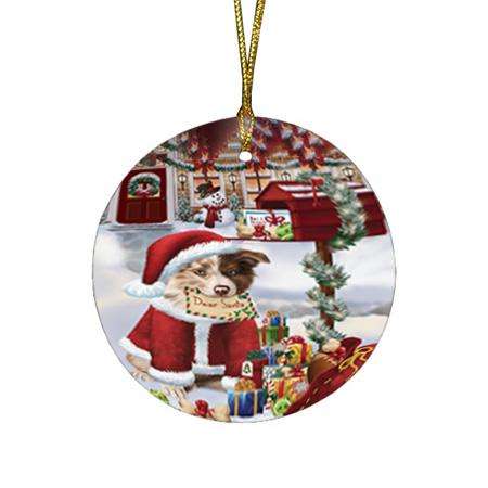 Border Collie Dog Dear Santa Letter Christmas Holiday Mailbox Round Flat Christmas Ornament RFPOR53863