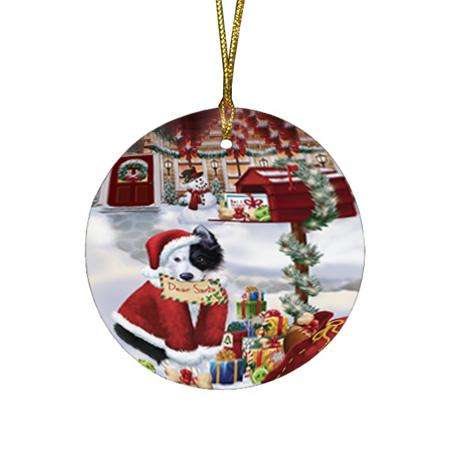 Border Collie Dog Dear Santa Letter Christmas Holiday Mailbox Round Flat Christmas Ornament RFPOR53864