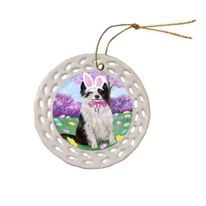 Border Collie Dog Easter Holiday Ceramic Doily Ornament DPOR49054