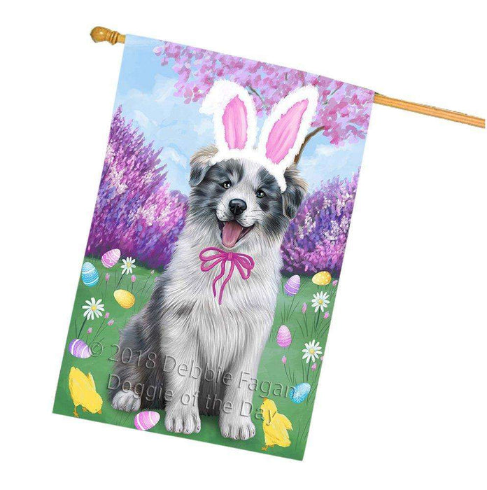 Border Collie Dog Easter Holiday House Flag FLG49024