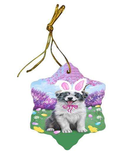 Border Collie Dog Easter Holiday Star Porcelain Ornament SPOR49051