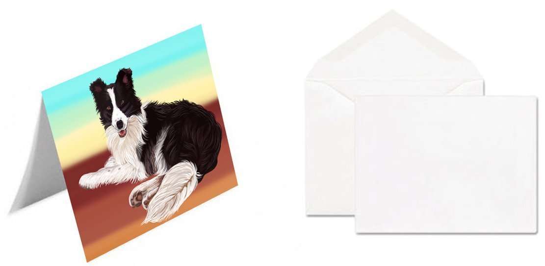 Border Collie Dog Handmade Artwork Assorted Pets Greeting Cards and Note Cards with Envelopes for All Occasions and Holiday Seasons