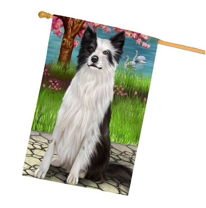 Border Collie Dog House Flag