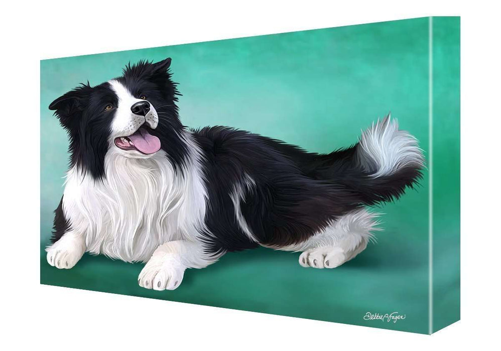 Border Collie Dog Painting Printed on Canvas Wall Art Signed