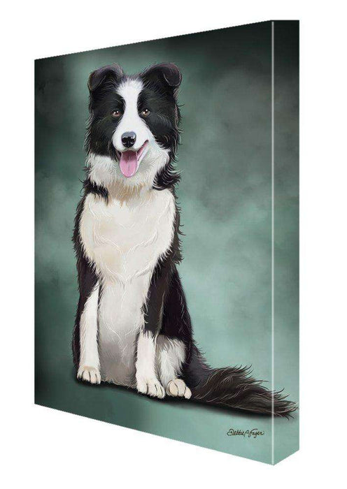 Border Collie Dog Painting Printed on Canvas Wall Art Signed