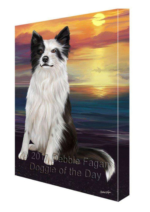 Border Collie Dog Painting Printed on Canvas Wall Art Signed