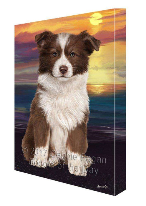 Border Collie Dog Painting Printed on Canvas Wall Art Signed