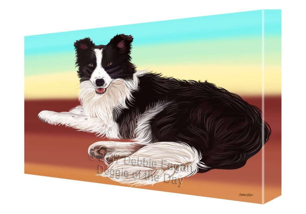 Border Collie Dog Painting Printed on Canvas Wall Art Signed