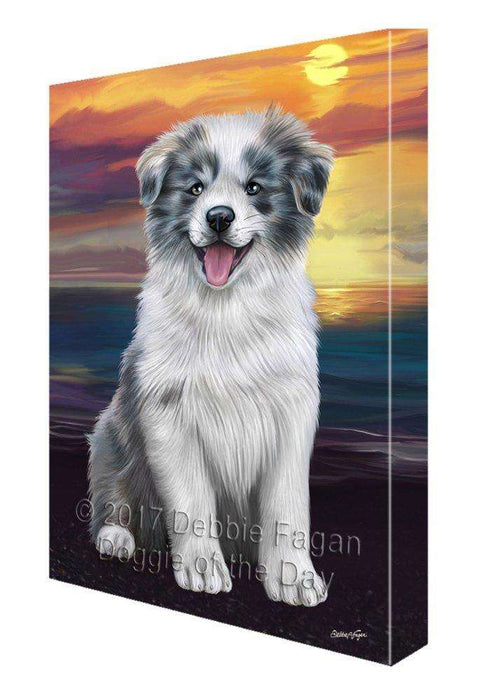 Border Collie Dog Painting Printed on Canvas Wall Art Signed