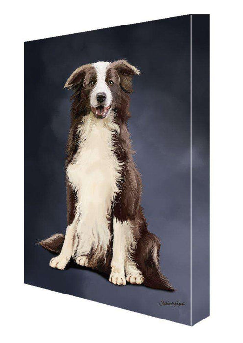 Border Collie Dog Painting Printed on Canvas Wall Art Signed