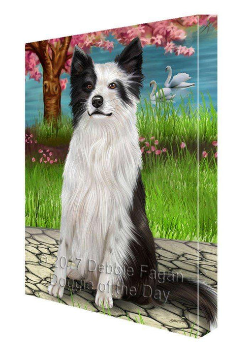 Border Collie Dog Painting Printed on Canvas Wall Art Signed