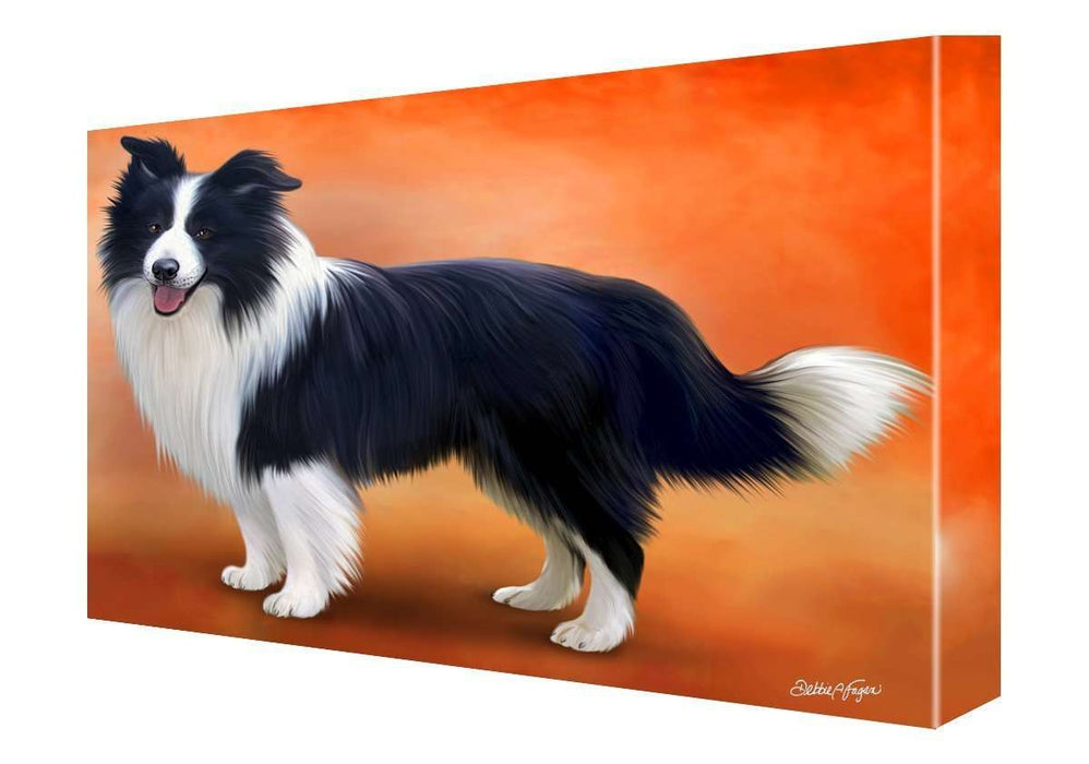 Border Collie Dog Painting Printed on Canvas Wall Art Signed