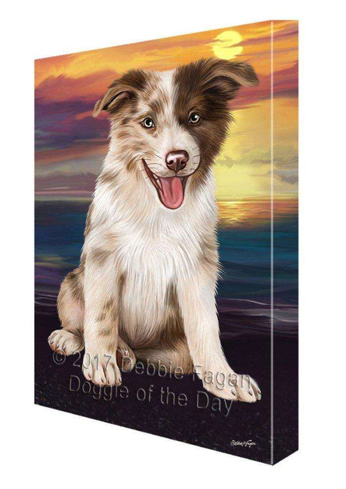 Border Collie Dog Painting Printed on Canvas Wall Art Signed