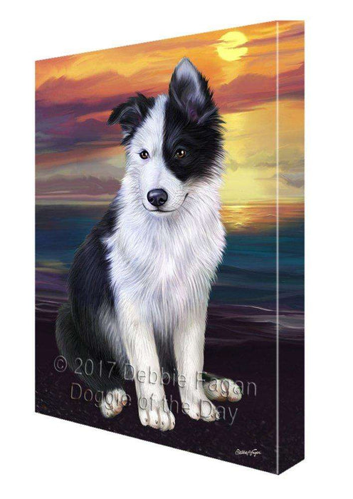 Border Collie Dog Painting Printed on Canvas Wall Art Signed