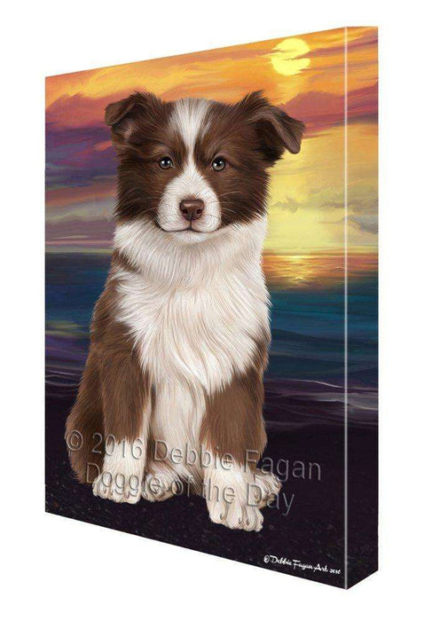 Border Collie Dog Painting Printed on Canvas Wall Art