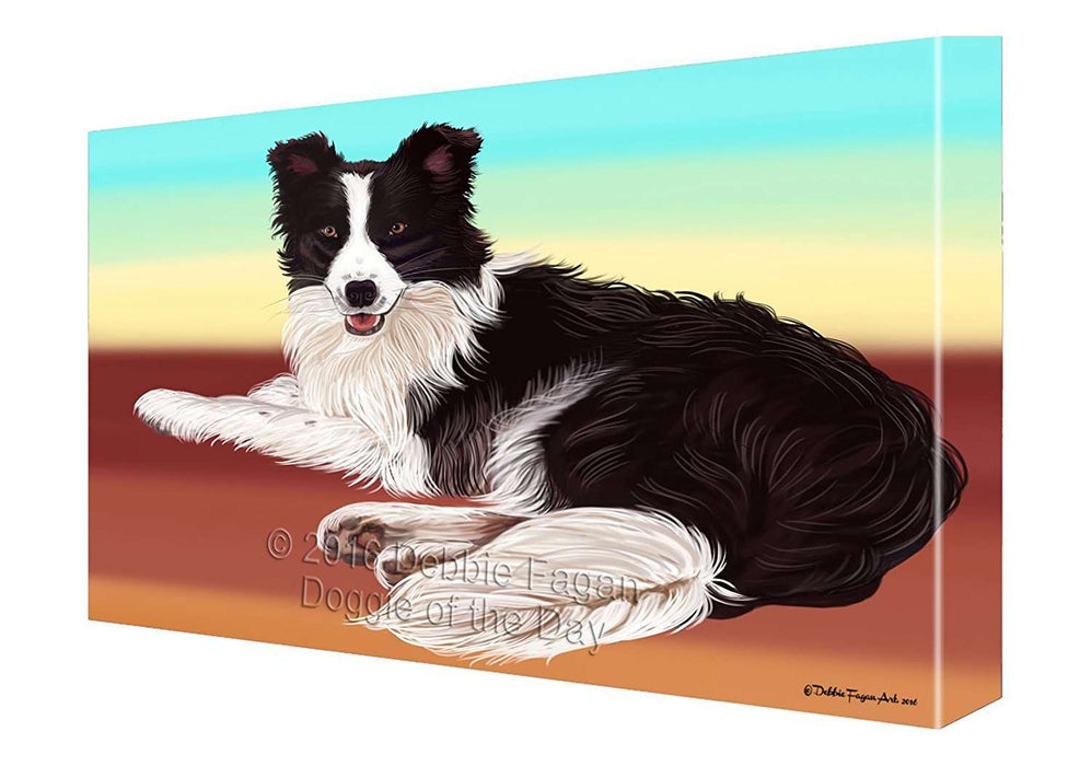 Border Collie Dog Painting Printed on Canvas Wall Art