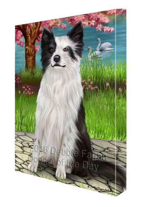 Border Collie Dog Painting Printed on Canvas Wall Art