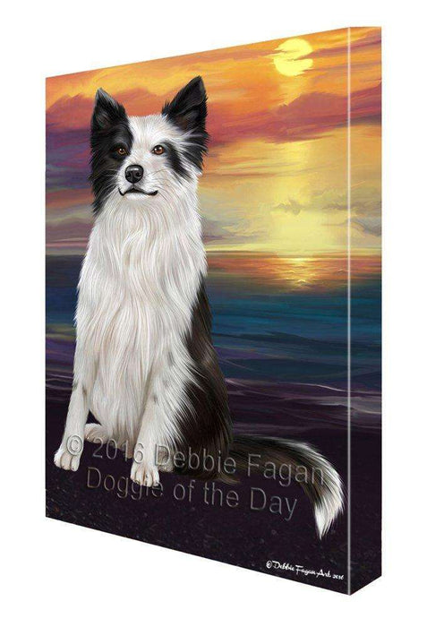 Border Collie Dog Painting Printed on Canvas Wall Art