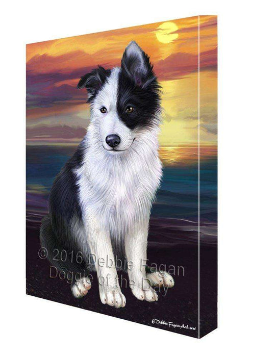 Border Collie Dog Painting Printed on Canvas Wall Art