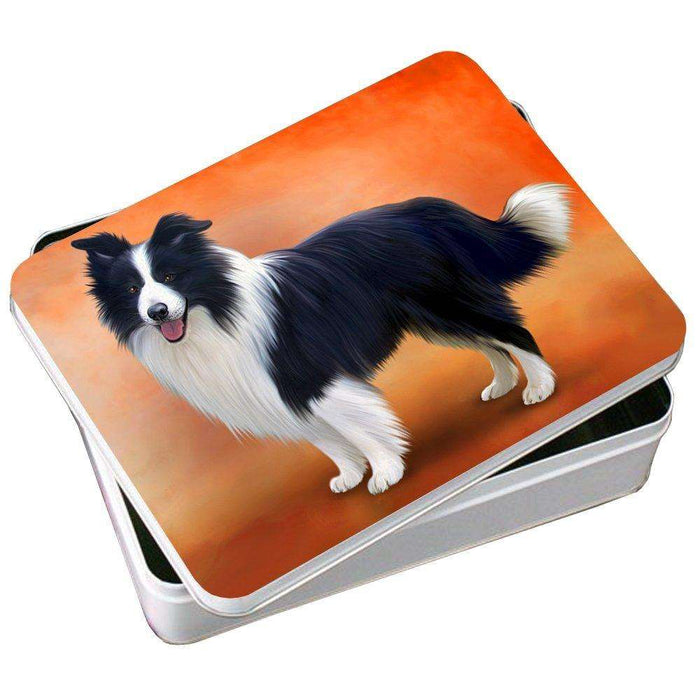 Border Collie Dog Photo Storage Tin