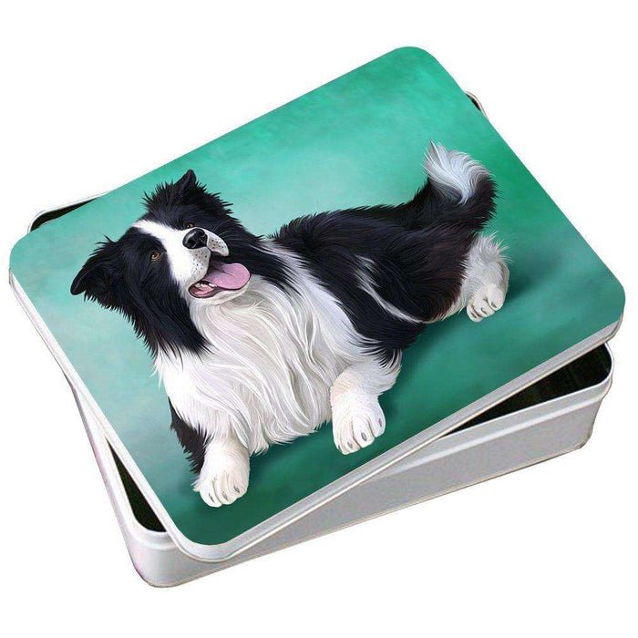 Border Collie Dog Photo Storage Tin