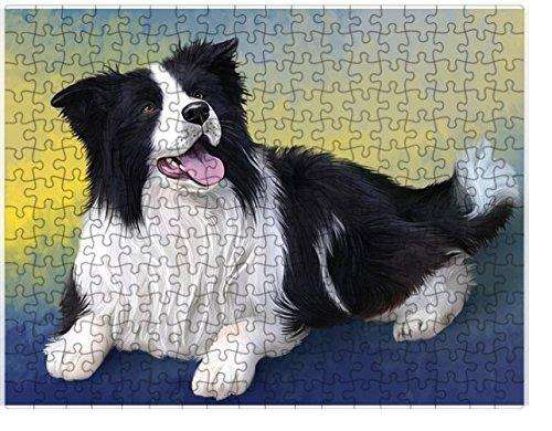 Border Collie Dog Puzzle with Photo Tin