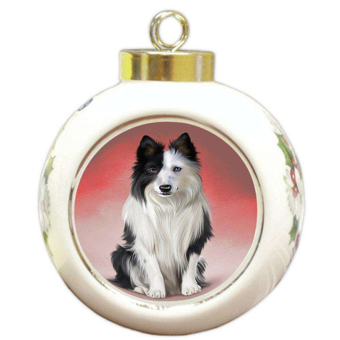 Border Collie Dog Round Ball Christmas Ornament RBPOR48292