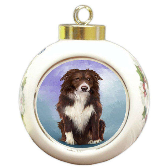 Border Collie Dog Round Ball Christmas Ornament RBPOR48293