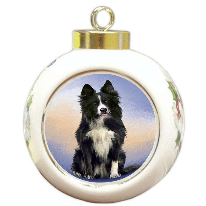 Border Collie Dog Round Ball Christmas Ornament RBPOR48294