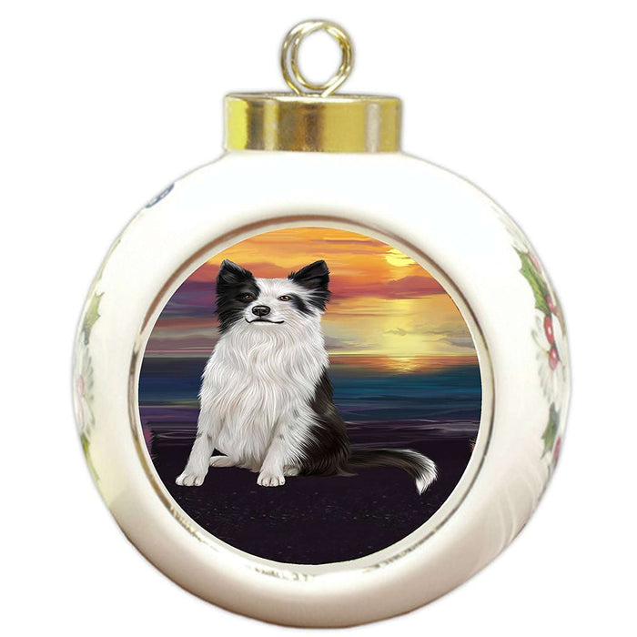 Border Collie Dog Round Ball Christmas Ornament