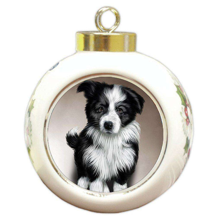 Border Collie Dog Round Ball Christmas Ornament
