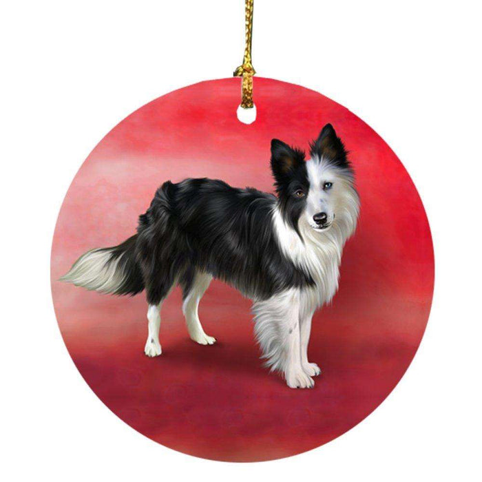 Border Collie Dog Round Christmas Ornament