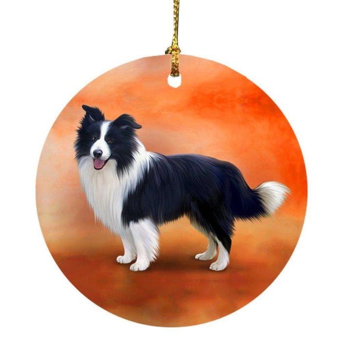 Border Collie Dog Round Christmas Ornament