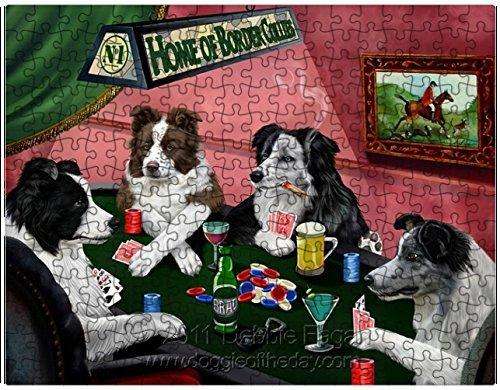 Border Collie Dogs Playing Poker 500 Pc. Puzzle with Photo Tin