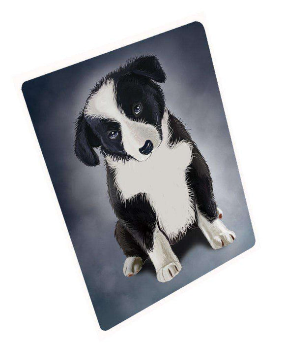 Border Collie Puppy Dog Art Portrait Print Woven Throw Sherpa Plush Fleece Blanket
