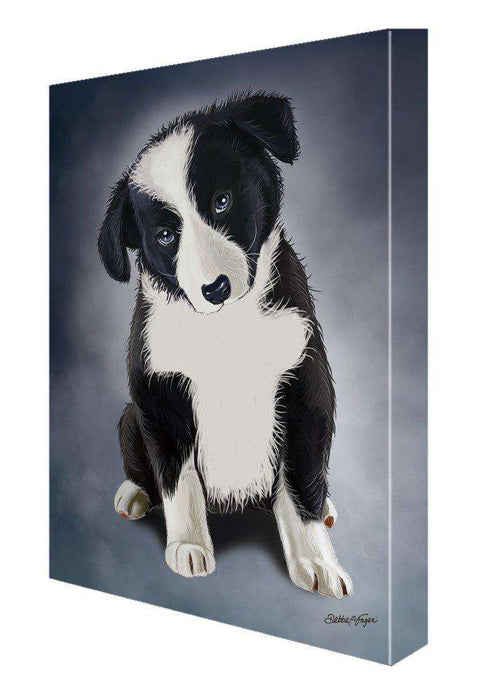 Border Collie Puppy Dog Painting Printed on Canvas Wall Art Signed