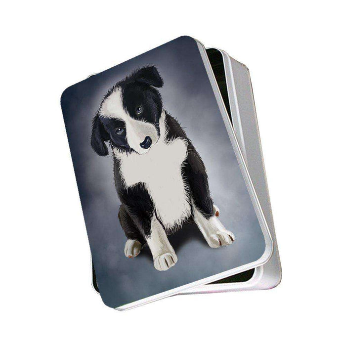 Border Collie Puppy Dog Photo Storage Tin