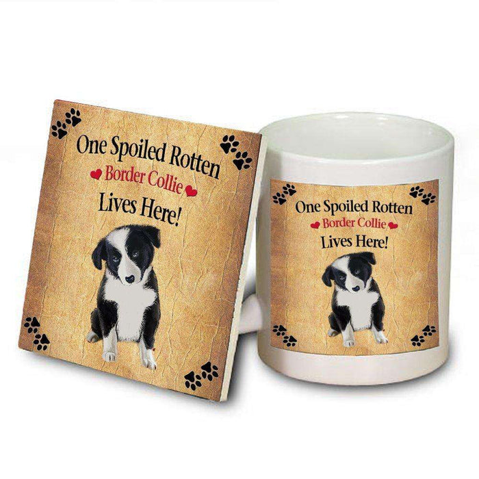 Border Collie Puppy Spoiled Rotten Dog Mug and Coaster Set