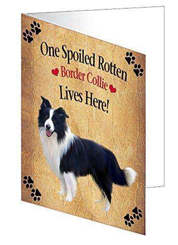 Border Collie Spoiled Rotten Dog Handmade Artwork Assorted Pets Greeting Cards and Note Cards with Envelopes for All Occasions and Holiday Seasons