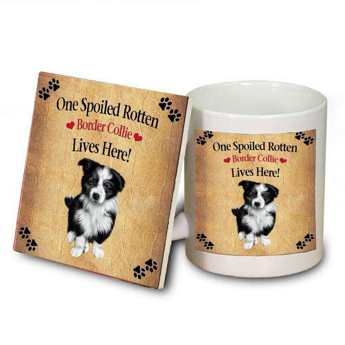Border Collie Spoiled Rotten Dog Mug and Coaster Set