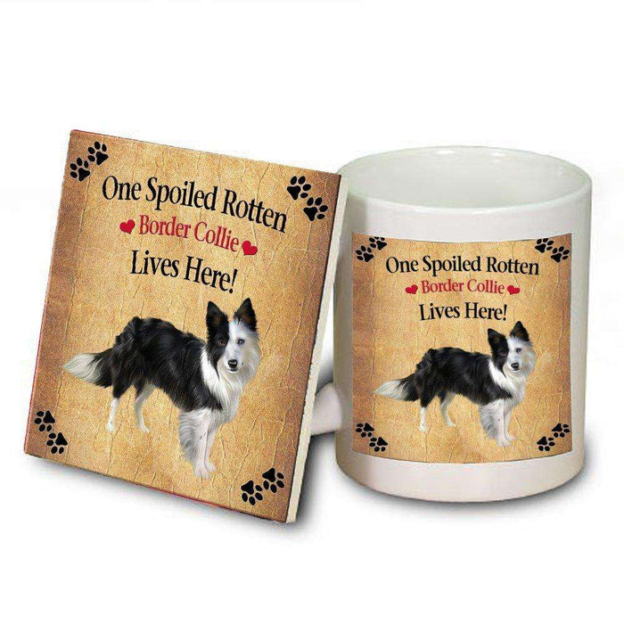 Border Collie Spoiled Rotten Dog Mug and Coaster Set