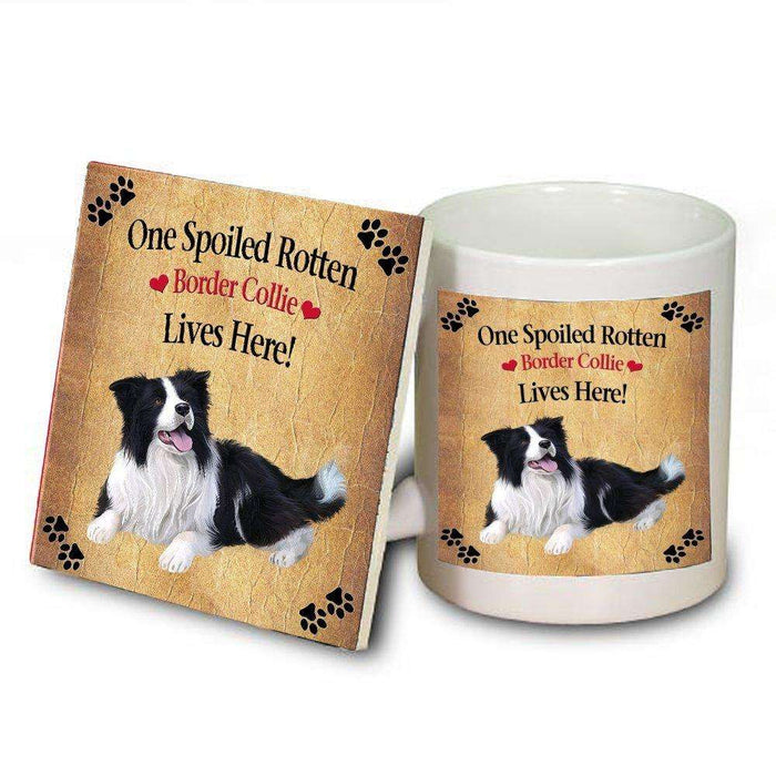Border Collie Spoiled Rotten Dog Mug and Coaster Set