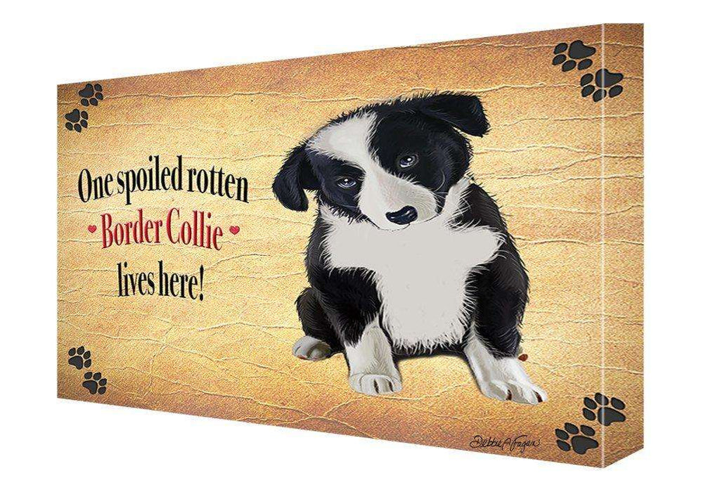 Border Collie Spoiled Rotten Dog Painting Printed on Canvas Wall Art Signed