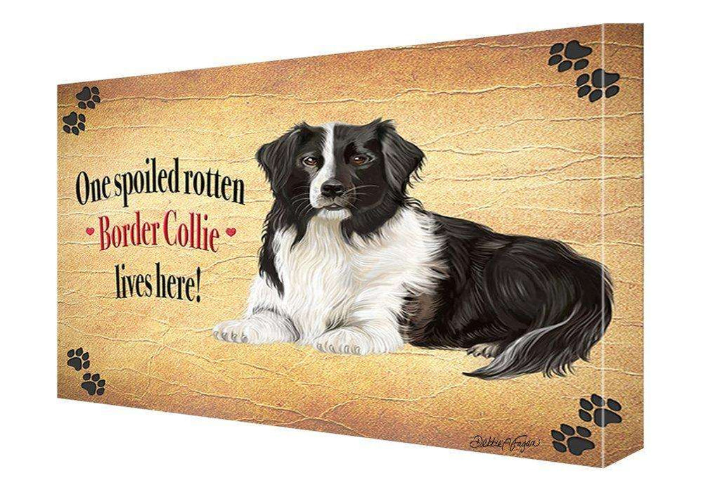 Border Collie Spoiled Rotten Dog Painting Printed on Canvas Wall Art Signed