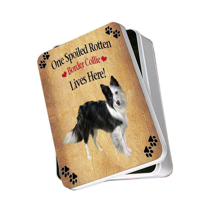 Border Collie Spoiled Rotten Dog Photo Storage Tin