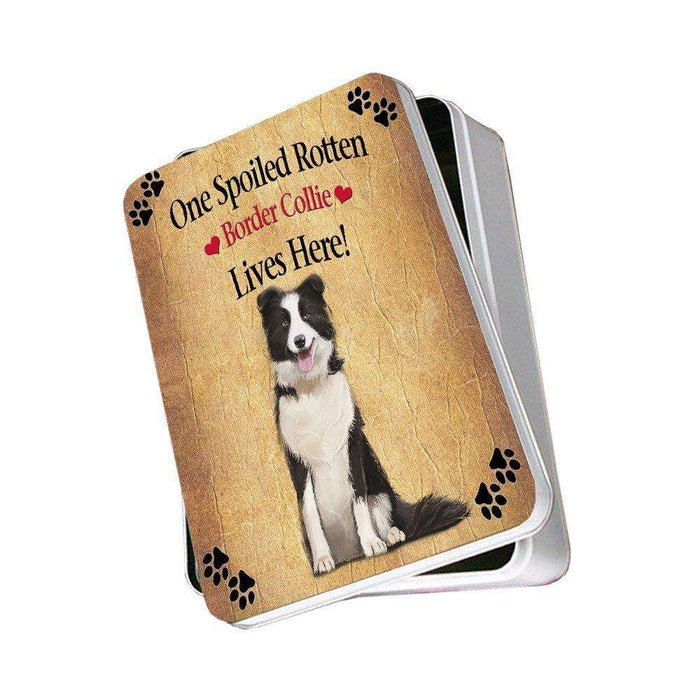 Border Collie Spoiled Rotten Dog Photo Storage Tin